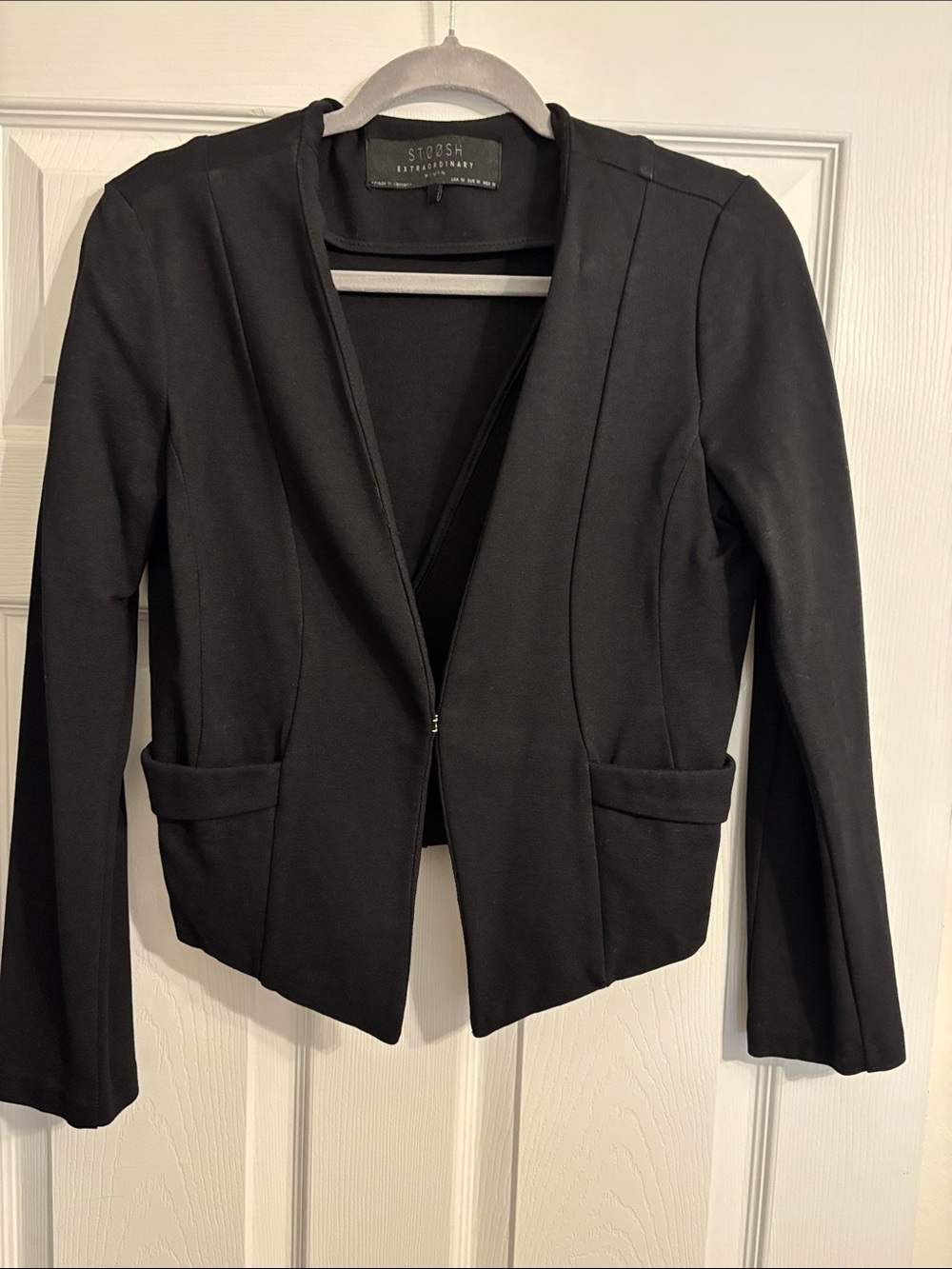 Stoosh Black Women's Open-Front Tailored Blazer